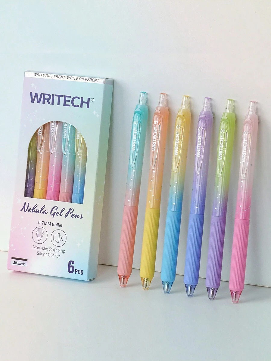 WRITECH Gel Pens Fine Point: 0.7mm Black Ink Retractable 6ct Smooth ...