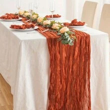 Balinese Gauze Crinkle Table Runner, European Style Linen Tablecloth Bohemian Style Table Runner For Wedding, Birthday, Party Decoration 180cm/70.87 Inch 300cm/118.11 Inch (1pc)