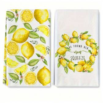 2pcs Fresh Lemon Soft Absorbent Drying Cloth, Kitchen Decoration, Table Decoration, Kitchen Accessory, Home Decor,Kitchen,Bathroom,Home,Household Supplies