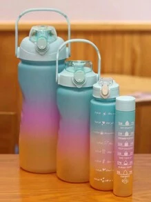 Juego De 4 Botellas De Agua Deportivas De Plástico, Portátiles Y De Gran Capacidad, Adecuadas Para Deportes Al Aire Libre - Color aleatorio - Ver 8
