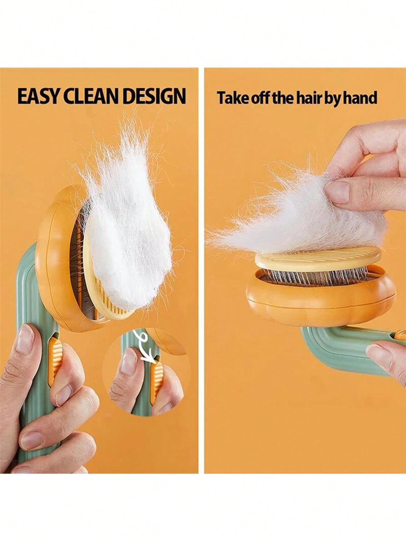 Pumpkin Cat Brush Self Cleaning Comb For Dog Removes Undercoat Tangled