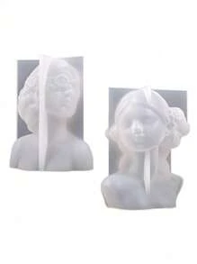 3D水晶矽膠模具，可滴膠製作盲蒙少女玫瑰花蠟燭，香薰蠟燭座，桌上雕像，樹脂/石膏工藝裝飾模具 - 白色矽膠模具 - 查看 4
