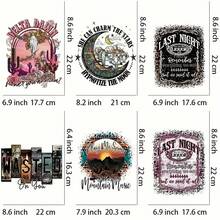 1/6入組精美復古風格熱轉印貼圖,diy A級可水洗t恤保護貼紙時尚女士修補补丁 - 彩色 - 查看 2