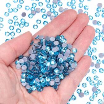 1440pcs Top Quality Round Flatback Glass Rhinestones With Glue Bottom In Sizes Ss3-Ss30 For Clothing, Shoes, Hats And Accessories Embellishments