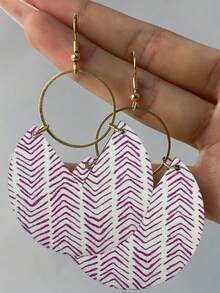 1 Đôi bông tai gỗ tròn hình sóng thời trang, thích hợp cho phụ nữ đi biển hoặc đi nghỉ mát. - tròn - Xem 8