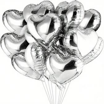 18-Inch Silver Heart Shaped Aluminum Foil Balloon, Suitable For Propose Decoration, Date Decoration, Wedding Decoration, Festival Decoration Etc.,Christmas