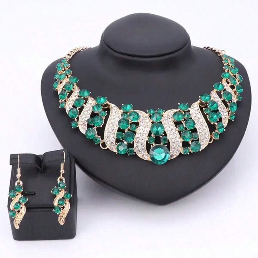 Cô dâu Pha lê Dây chuyền & Hoa tai Bộ Đối với phụ nữ Đám cưới , Kỳ nghỉ , Các bữa tiệc , Qủa tặng , Bộ trang sức - bộ 2 món - Xem 1