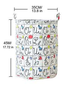 43l Laundry Basket For Kids, Letter Design Storage Bin For Toys & Clothes With Waterproof Coating And Handle - Letter - View 3