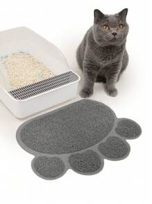 1 Pièce Tapis De Litière Pour Animal De Compagnie En Pvc Antidérapant En Forme D'empreinte De Pied, Double Usage Comme Tapis De Litière Pour Chat Et Tapis De Table
