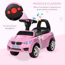 HOMCOM Macchinina per Bambini Cavalcabile con Volante, Fari e Musiche Integrate, Età 18-36 Mesi, 63.5x28x36cm, Rosa - Rosa - Visualizzare 7