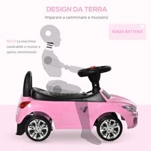 HOMCOM Macchinina per Bambini Cavalcabile con Volante, Fari e Musiche Integrate, Età 18-36 Mesi, 63.5x28x36cm, Rosa - Rosa - Visualizzare 8