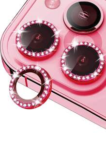 Apple Camera Lens Protector Film, Rhinestone Lens Protective Case, Shiny Crystal Gift For Birthday, Family, Friends, Lens Protective Film, Phone Accessories, Waterproof Shockproof Anti-Fall Anti-Scratch Full Coverage - Red - View 5