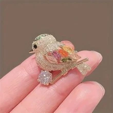 1pc High-Grade Japanese Style Magpie Bird Shaped Brooch, Cute Anti-Light Fashionable Suit Accessory With Colorful Pins - Multicolor - View 3