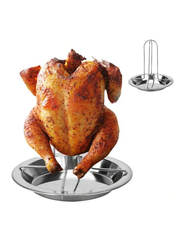 Bandeja Para Asar A La Parrilla Y Para Pollo De Cocina Al Aire Libre, Herramienta Para Barbacoa De Acero Al Carbono Y Antiadherente Para Asar Pollo