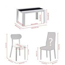 Dining Room Set, Black White Dining Table And Chairs, 120x80 Cm Kitchen Table Dining Table With Chairs - Black and White - View 2