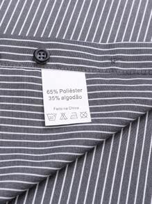 Camisa Masculina Listrada Com Duas Golas, 35% Algodão e 65% Poliéster