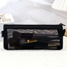 1 pièce Sac de rangement pour pinceaux de maquillage, étui à crayons transparent en maille. Sac de rangement simple de grande capacité pour articles de papeterie, sac de maquillage, sac de soins de la peau, sac de toilette, cubes d'emballage, articles essentiels pour les voyages, les croisières, la chambre d'étudiant, cadeaux de demoiselle d'honneur, cadeaux pour maman, anniversaire, amis et professeurs, décoration de la maison, de la salle de bain, du salon, de la chambre à coucher, organisateur de bijoux, organisateur d'huile à lèvres, organisateur de vernis à ongles, organisateur de voyage pour le maquillage, fermeture à glissière, accessoires pour les ongles