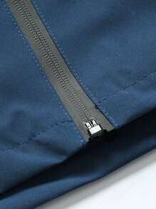 Jaqueta corta-vento masculina estilo namorado à prova de vento e à prova d'água com capuz jaqueta esportiva masculina estilo namorado ao ar livre - Azul marinho - Ver 5