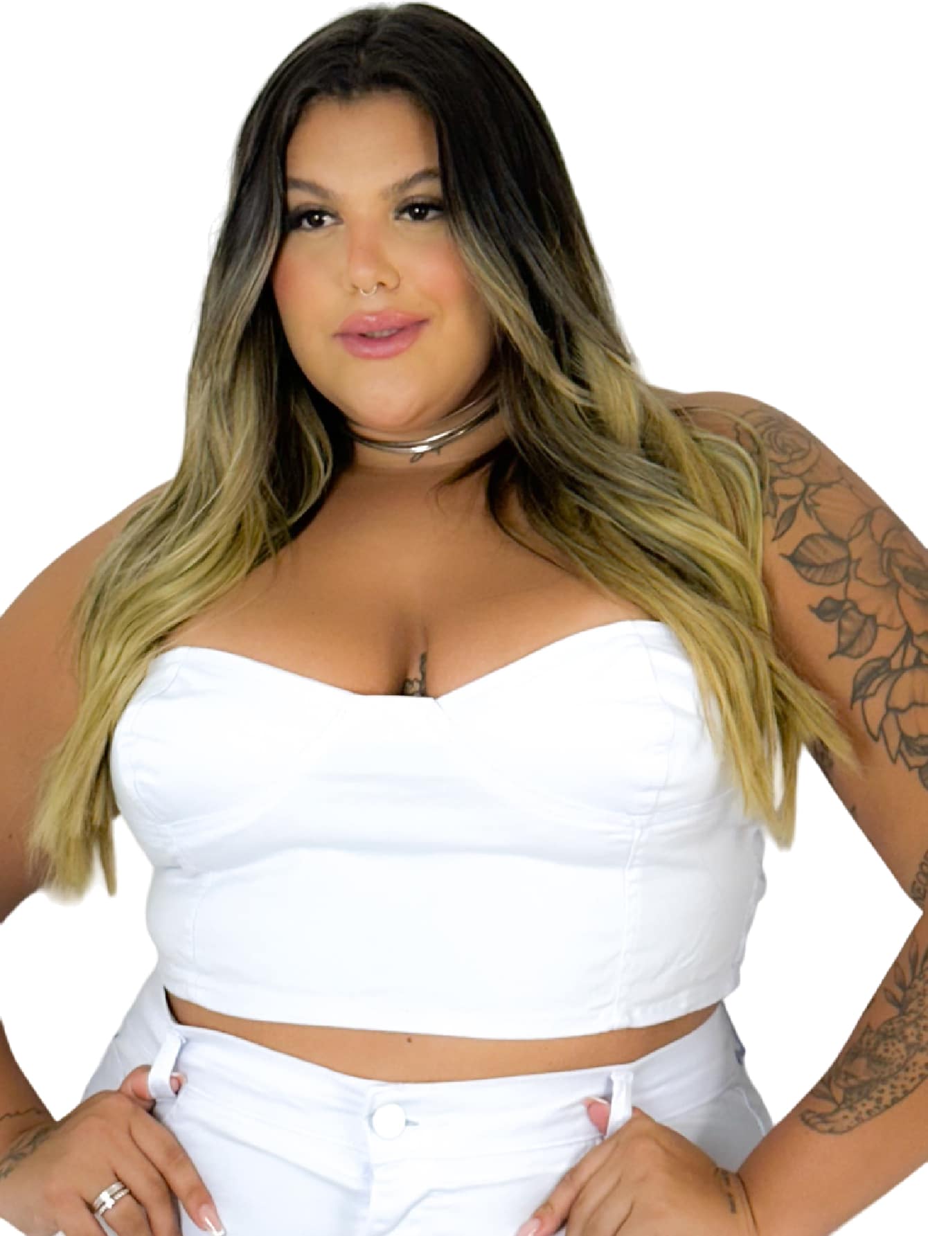 Plus Size Women Tops - 白色 - 查看 1