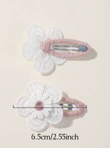 2pcs Solid Color Double Layer Flower Design Hair Clips For Kids To Fix Bangs/ Hair Edges