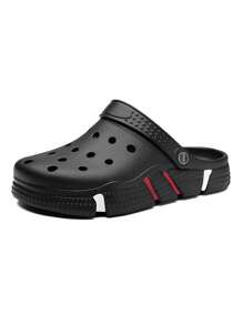 男士透氣洞洞鞋，雙面穿著中空拖鞋 - 黑色 - 查看 6