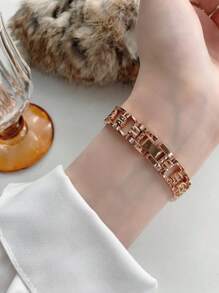 1只女士優雅石英運動精緻小表盤手錶,採用玫瑰金色調,通用風格 - 玫瑰金 - 查看 3