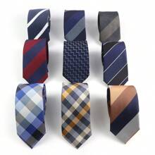 1 pieza Corbata delgada formal de negocios para hombres a cuadros y rayas de 6 cm, adecuada para el trabajo, uso diario, bodas y fiestas
