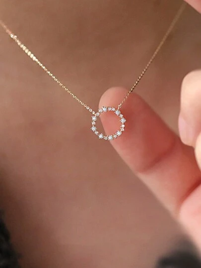1 Pc Elegant And Sophisticated High-End Versatile S925 Sterling Silver Full Diamond Circular Necklace For Women To Give As A Valentine's Day Birthday Gift To Their Girlfriend
