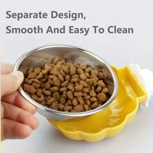 1pc Plastic & Stainless Steel Detachable Pumpkin-Shaped Pet Food And Water Bowl - Adjustable Height For Convenient Feeding And Cleaning
