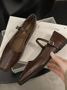 Zapatos Planos De Un Solo Color Para Mujeres, Zapatos Planos De Estilo Onda Francesa Mary Jane Suela Suave Antideslizante, Nuevos De Primavera Y Otoño