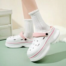 Zapatillas Blancas De Tabi Para Mujer Con Suela Gruesa, Altura Adicional, A Prueba De Agua, Adecuadas Para Actividades Al Aire Libre, Incluidas Las Relacionadas Con El Agua, Actividades En Interiores, Como Usar Después De Ducharse - Blanco - Ver 3