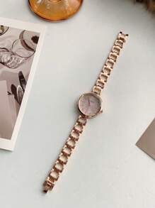 1只女士優雅石英運動精緻小表盤手錶,採用玫瑰金色調,通用風格 - 玫瑰金 - 查看 4