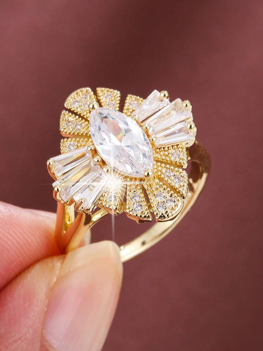 1入時尚的眼形設計個性化女孩戒指 - 彩色 - 查看 1