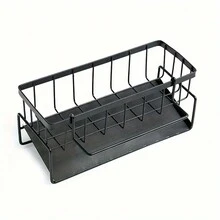 Kitchen Sink Organizer Caddy, Metal Open-Storage Rack With Inclined Water Tray, Removable Hanging Rod For Drying Rags, No Drilling Required - Use Without Electricity - Multicolor - View 8