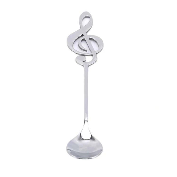 1 pieza Cuchara elegante y versátil de acero inoxidable - Diseño de nota musical para café y postre, ideal para cualquier ambiente - Multicolor - Añade 14