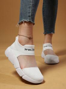 Frauen Mode, Vielseitigkeit, Komfort und Freizeitschuhe mit atmungsaktivem Cut Out Design und dicker Sohle