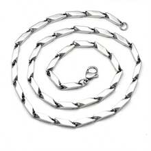 1條男士項鍊,不鏽鋼彈頭箭鏈手鍊項鍊,適用於男女性,嘻哈風格珠寶配件 - 銀色 - 查看 2