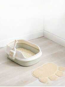 1 Pièce Tapis De Litière Pour Animal De Compagnie En Pvc Antidérapant En Forme D'empreinte De Pied, Double Usage Comme Tapis De Litière Pour Chat Et Tapis De Table