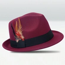 1 件装男士装饰性节日派对正式礼帽，英国绅士风格，遮阳时尚帽 - 純色 - 查看 15