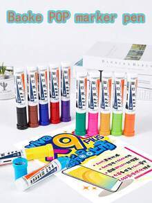 Pop Marker Pen, Refillable, Advertising Pen, Student Poster Pen, Signature Pen, Doodle Mark Pen. Suitable For Poster Design, Interior Design, Architectural Design. Random Packaging. - Multicolor - View 4