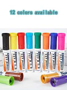 Pop Marker Pen, Refillable, Advertising Pen, Student Poster Pen, Signature Pen, Doodle Mark Pen. Suitable For Poster Design, Interior Design, Architectural Design. Random Packaging. - Multicolor - View 6
