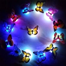 1pc/6pcs/12pcs/3d Led Light Emitting Realistic Butterfly Wall Stickers, With Random Color, Great For Home Decor And Diy Butterfly Decoration Lamp, Night Light - Multicolor - View 1