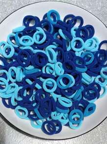 100 件/300 件 Y2K 风格混色迷你发带和发带套装，简约纯色发饰，适合女性日常服装和发型 - 藍色 - 查看 3