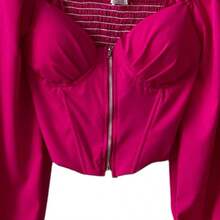 BLUSA CORTA  MANGA LARGA - Rosa Fucsia - Ver 2