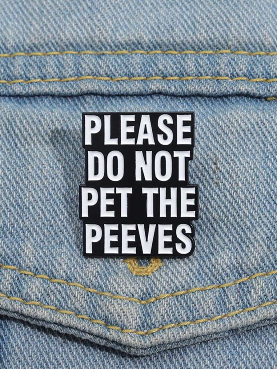 1 Miếng Creative Và Niềm vui Trâm cài Với Tối giản Thiết kế chữ cái Đối với Của phụ nữ Linh hoạt Tiếng Anh Ngắn Kim loại Huy hiệu , Đồ trang sức Món quà , Mặc hàng ngày - Đen và trắng - Xem 1