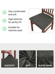 Housse de tabouret haute élasticité de couleur unie 4PCS/6PCS, protecteur de poussière amovible et lavable pour salon, salle à manger, hôtel