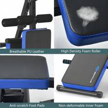 Adjustable Weight Bench, Folding Strength Training Benches With LCD Monitor, Home Gym Office Workout Fitness Sit Up Board - Blue - View 8