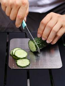 1 chiếc thớt mini bằng thép không gỉ dùng ngoài trời, có vạch chia độ, có thể dùng làm tấm lót nồi và đế lót ly. - Bạc - Xem 9