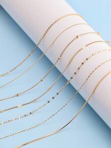 7 Stücke/set Edelstahl Vergoldete Gold Vakuum Dünnen Kette, Jeden Tag Ein Anderes Tragen