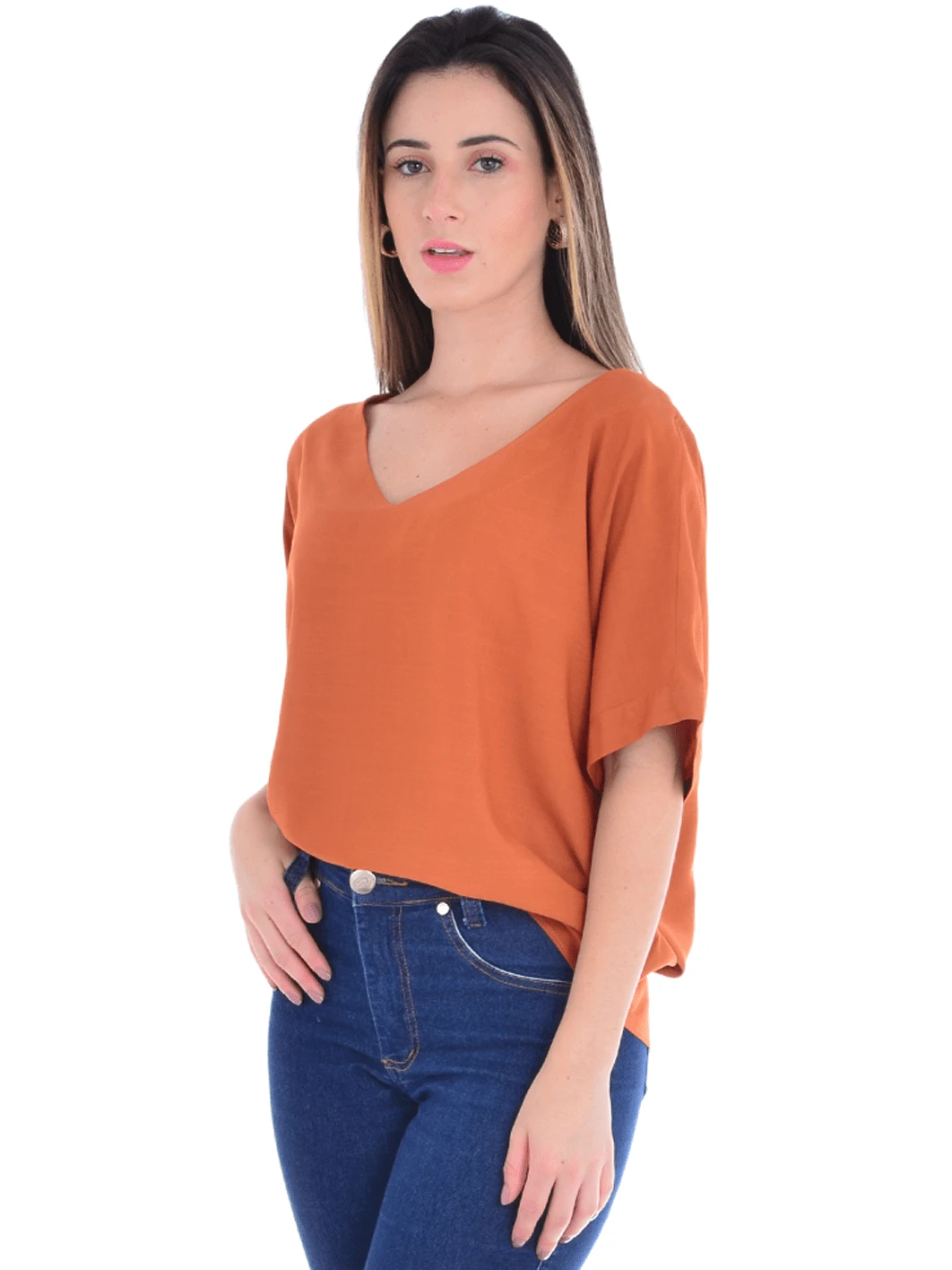 Women Blouses - Màu Cam cháy - Xem 1
